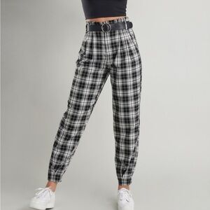 Garage Black and White Plaid Joggers